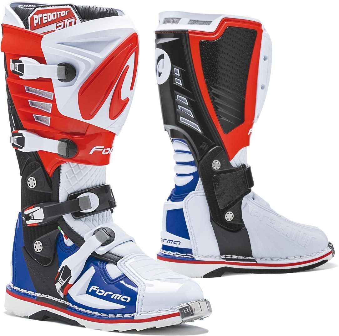 Forma Predator 2.0 Botas de Motocross - Blanco Rojo Azul (48)