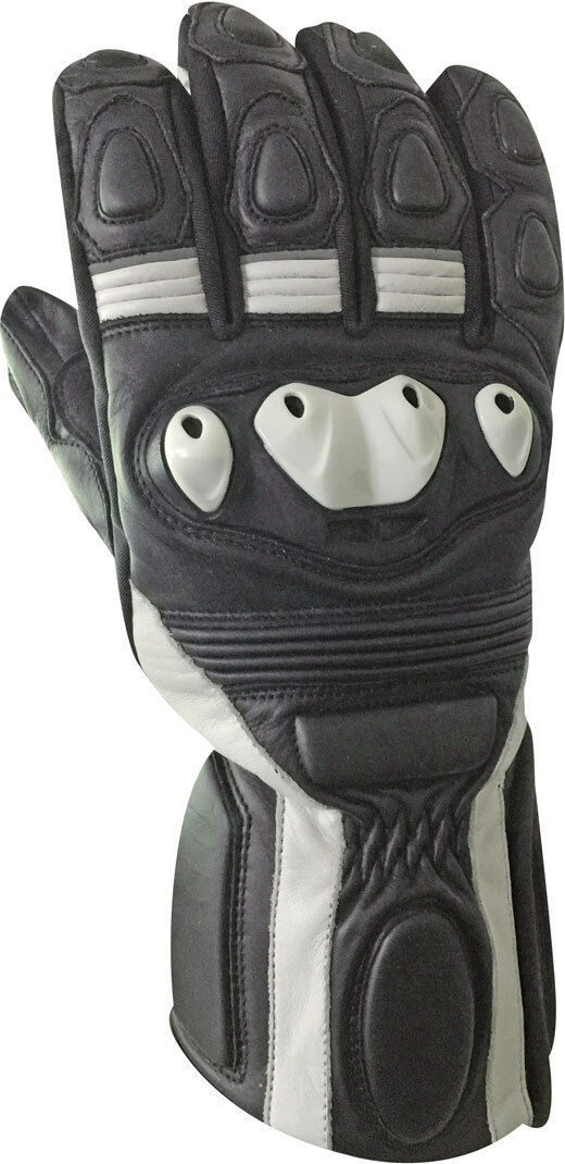 Bores Rider Guantes de cuero - Negro Blanco (S M)