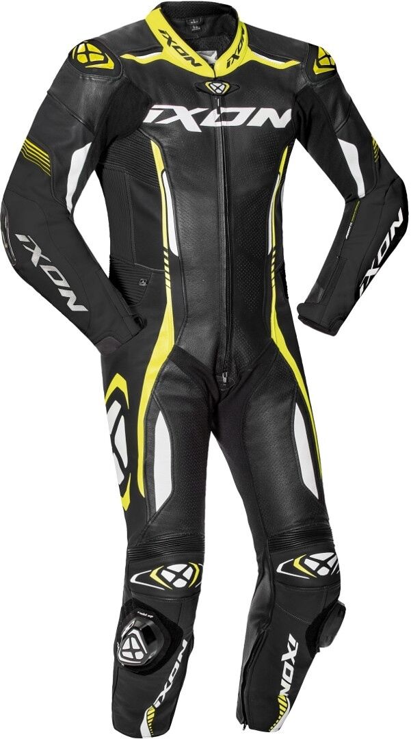 Ixon Vortex 2 Traje de cuero de una pieza de la motocicleta - Negro Blanco Amarillo (3XL)