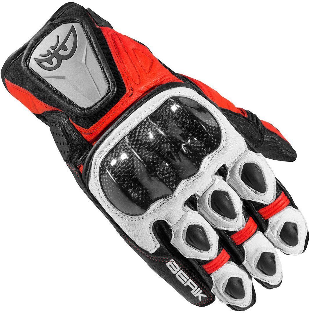 Berik Namib Guantes de la motocicleta - Negro Blanco Rojo (XS)