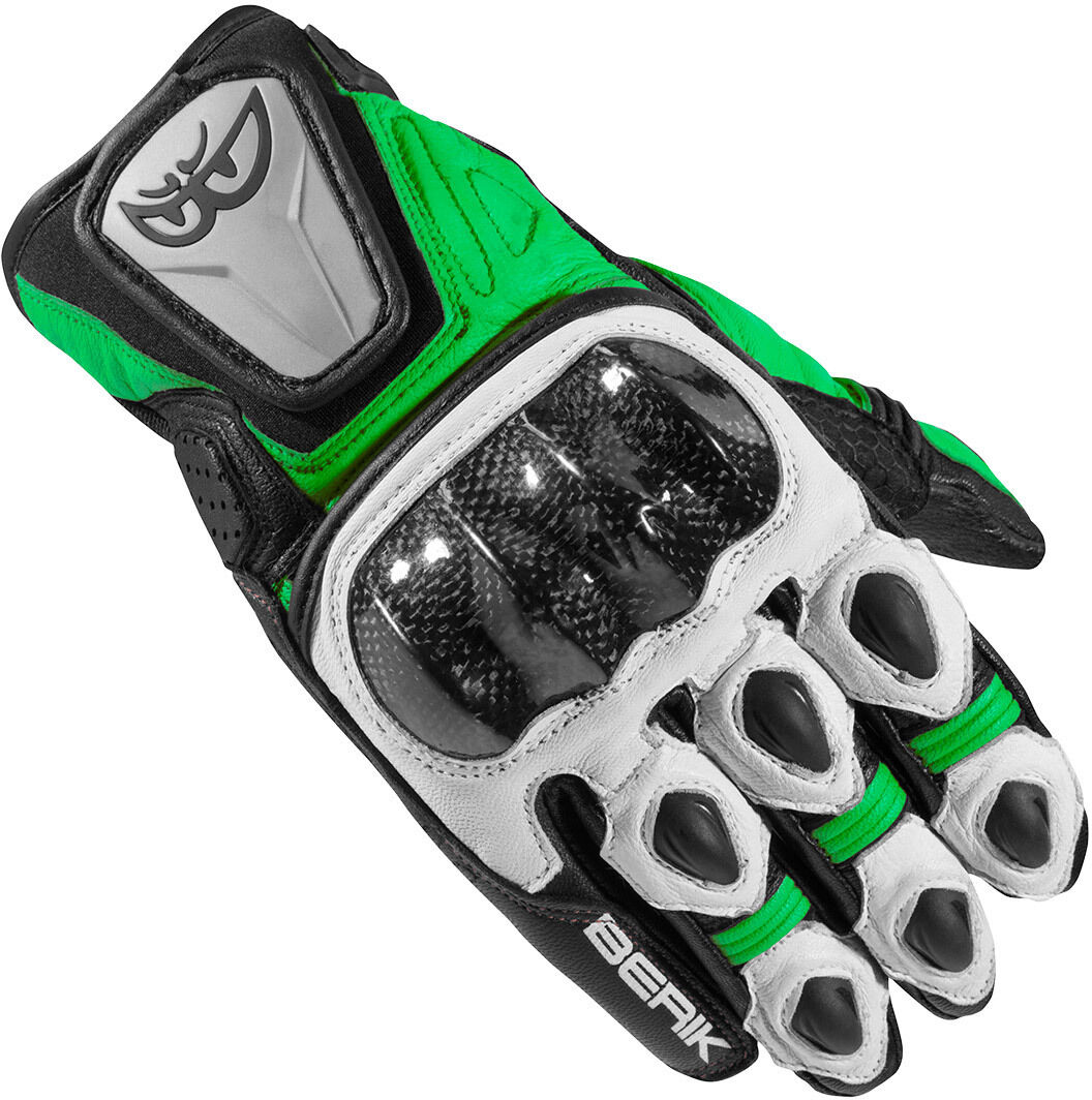 Berik Namib Guantes de la motocicleta - Negro Blanco Verde (XL)