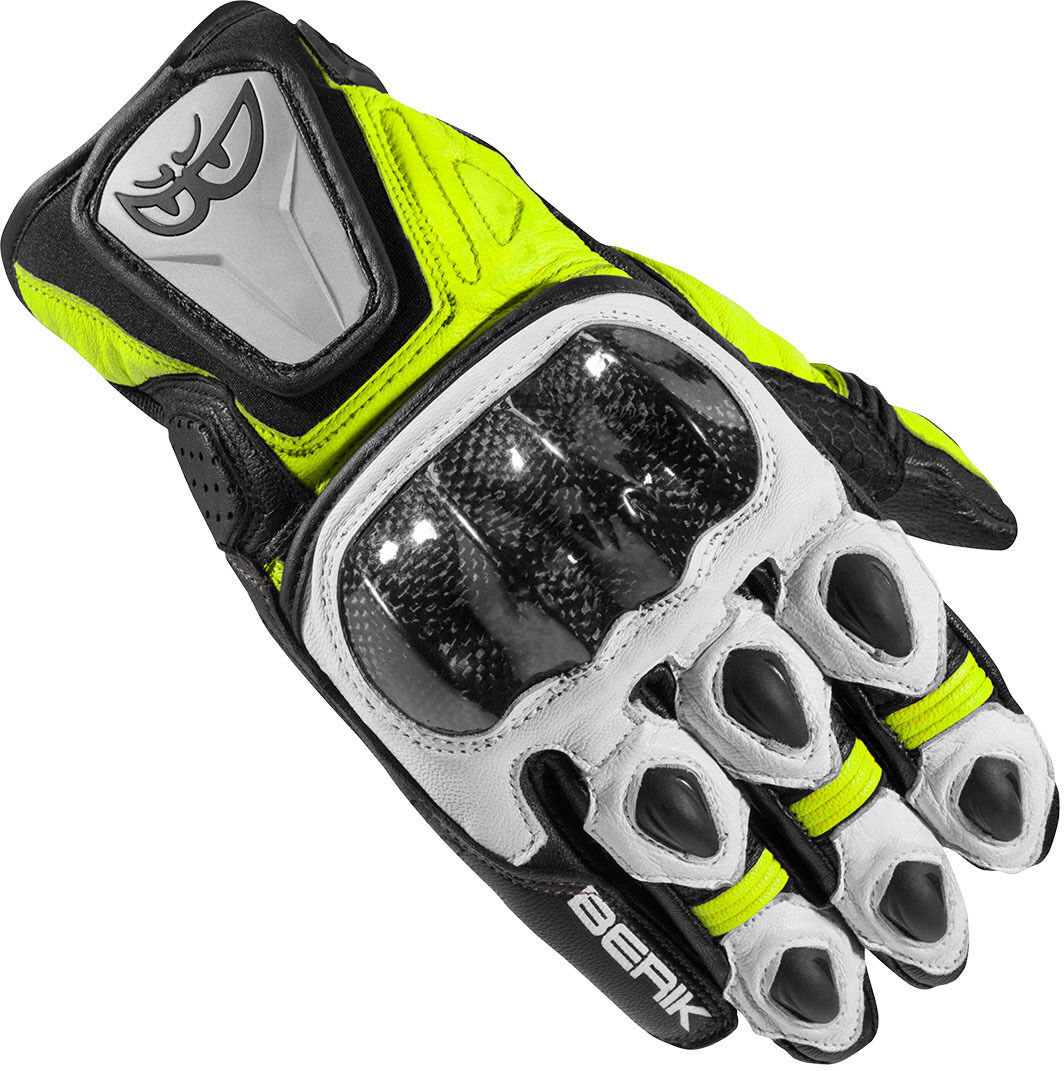 Berik Namib Guantes de la motocicleta - Negro Blanco Amarillo (2XL)