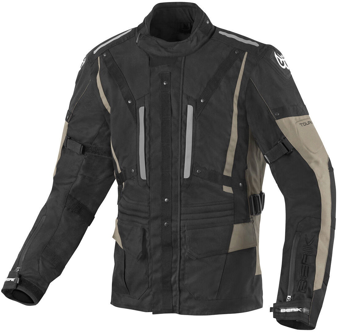 Berik Spencer Chaqueta textil impermeable para motocicleta - Negro Beige (50)