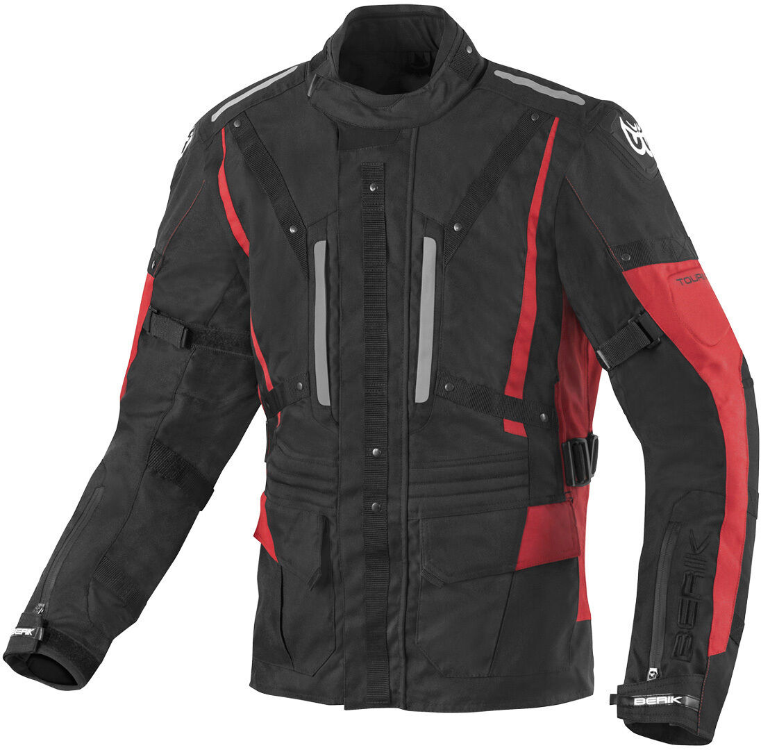 Berik Spencer Chaqueta textil impermeable para motocicleta - Negro Rojo (56)