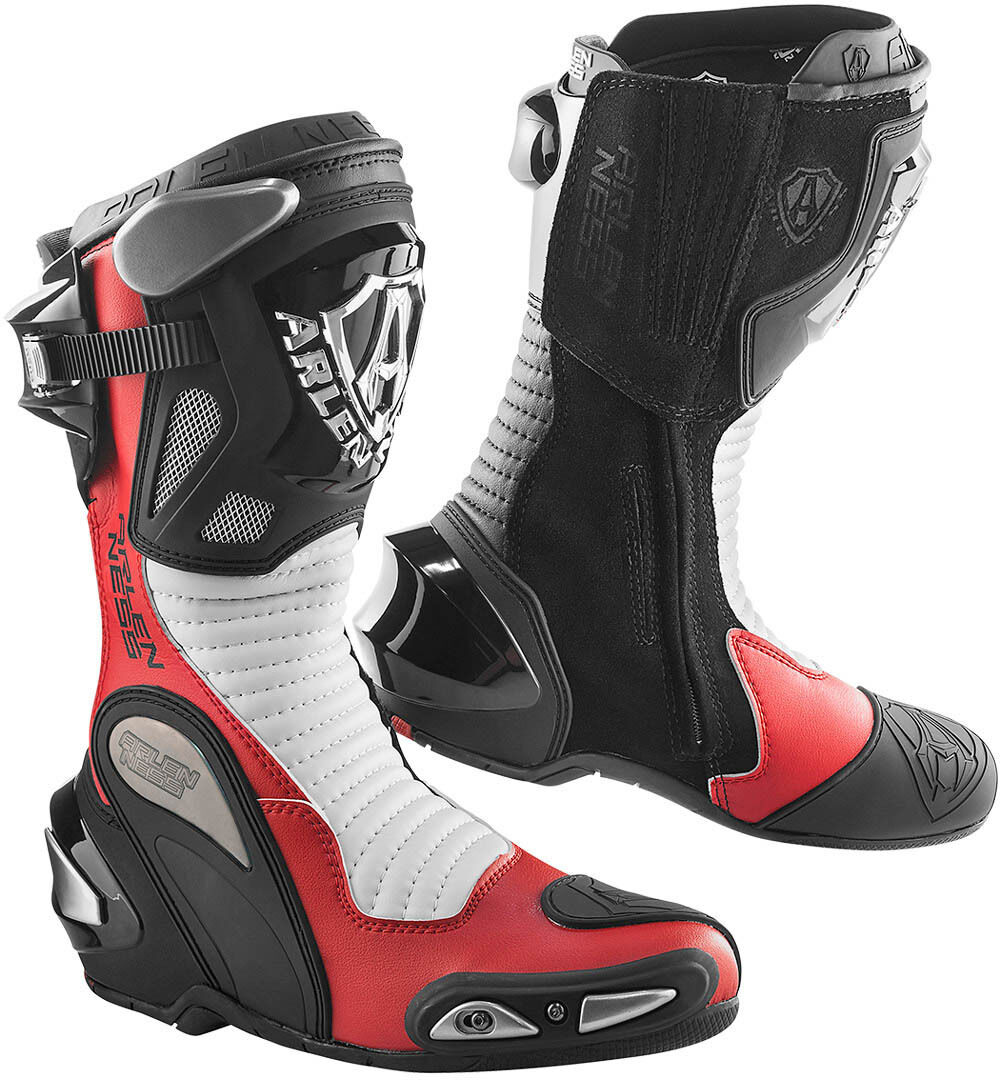 Arlen Ness Xaus Replica Botas de moto - Negro Blanco Rojo (48)