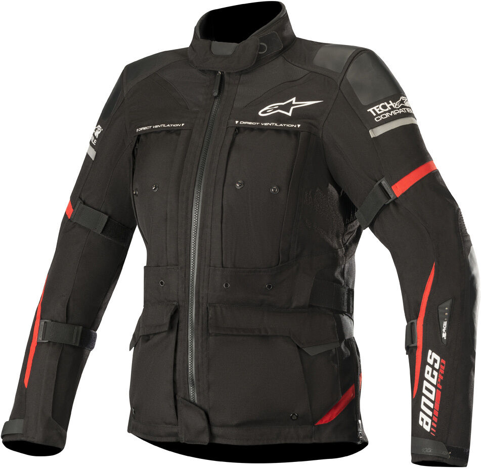 Alpinestars Stella Andes Pro Drystar Tech-Air Las señoras de la motocicleta Chaqueta Textíl - Negro Rojo (XL)