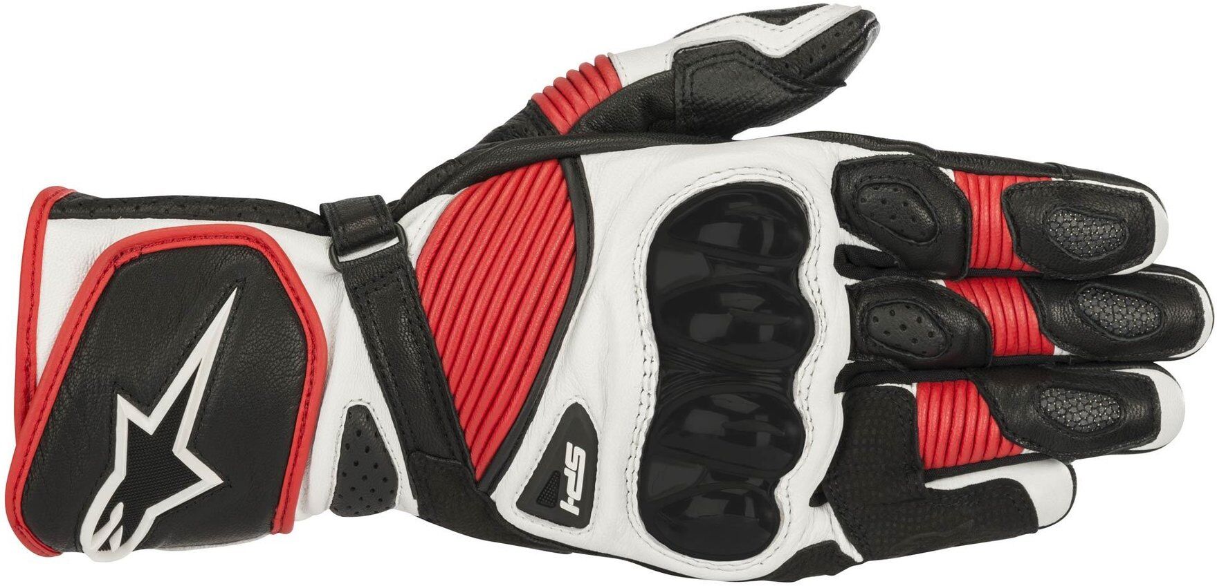 Alpinestars SP-1 v2 Guantes de cuero de la motocicleta - Negro Blanco Rojo (2XL)