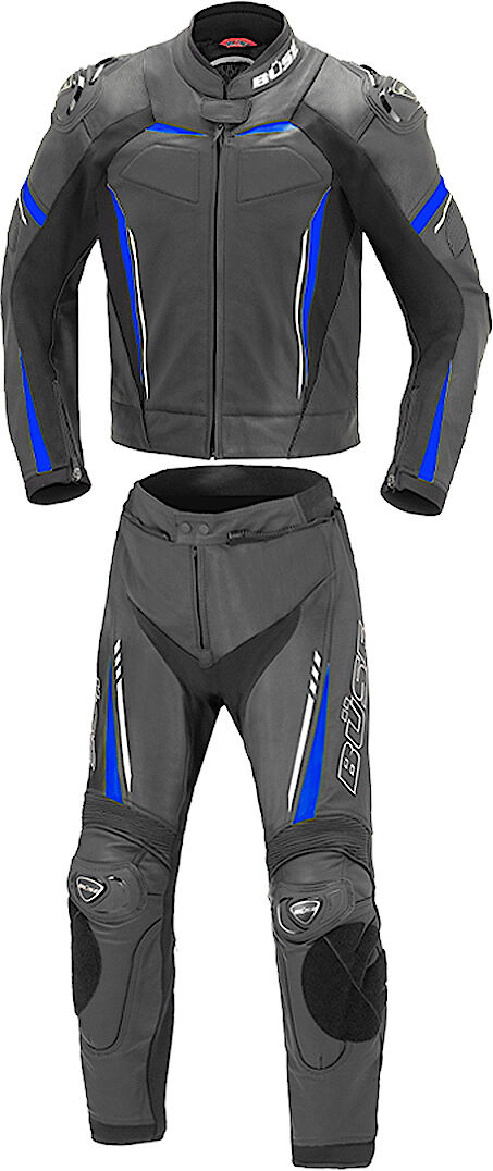 Büse Imola De dos piezas traje de cuero moto - Negro Azul (52)