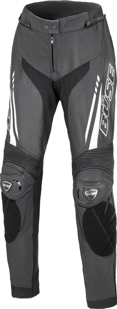 Büse Imola Señoras pantalones de cuero de la motocicleta - Negro Blanco (38)