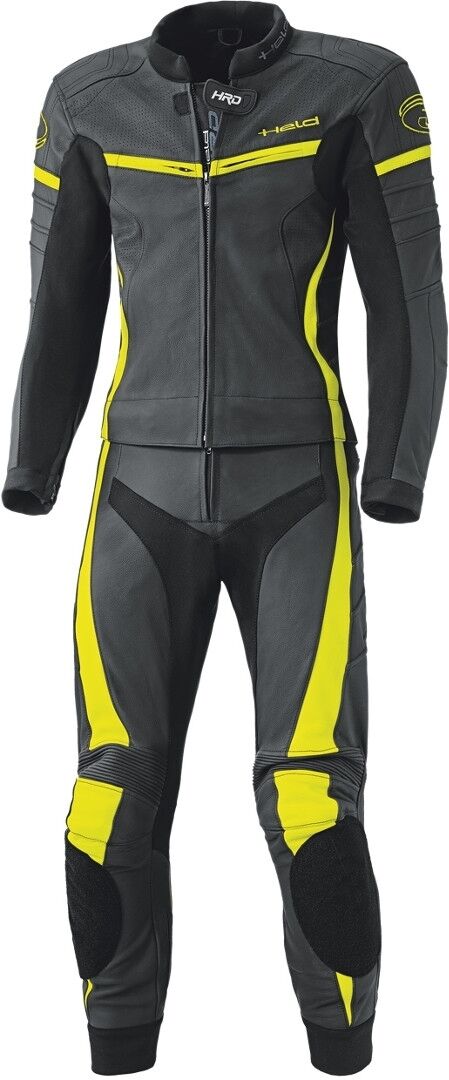 Held Spire De dos piezas traje de cuero de motocicleta de la mujer - Negro Amarillo (46)