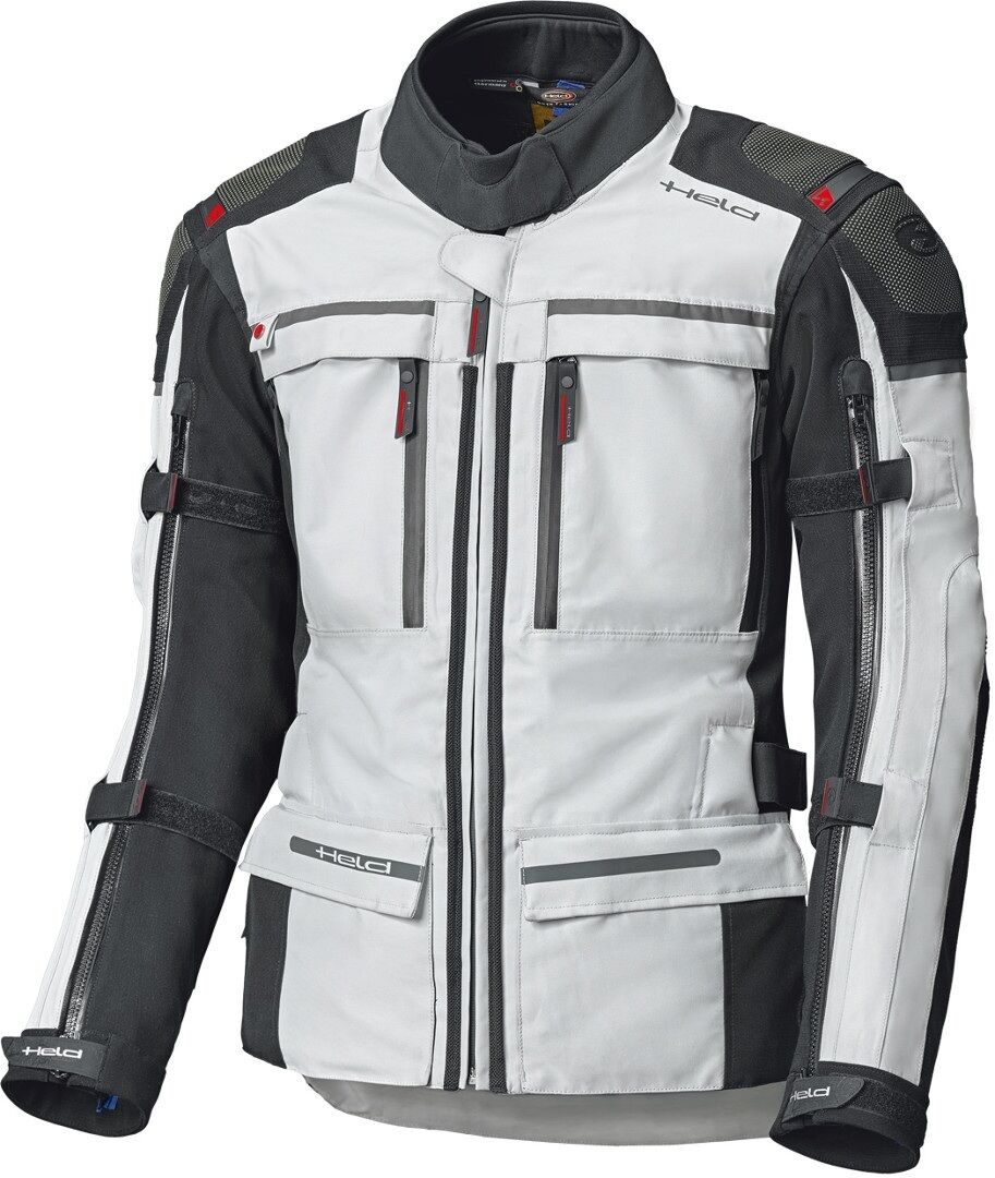 Held Atacama Top Gore-Tex Chaqueta de textil de moto de las mujeres - Gris Rojo (S)