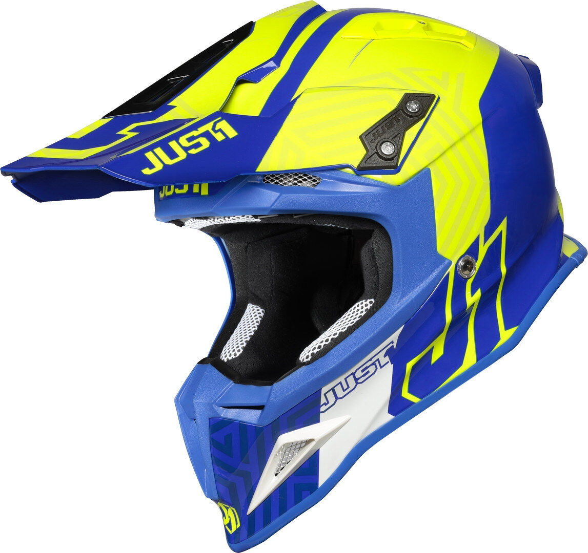 Just1 J12 Syncro Casco de Motocross - Amarillo Azul (L)