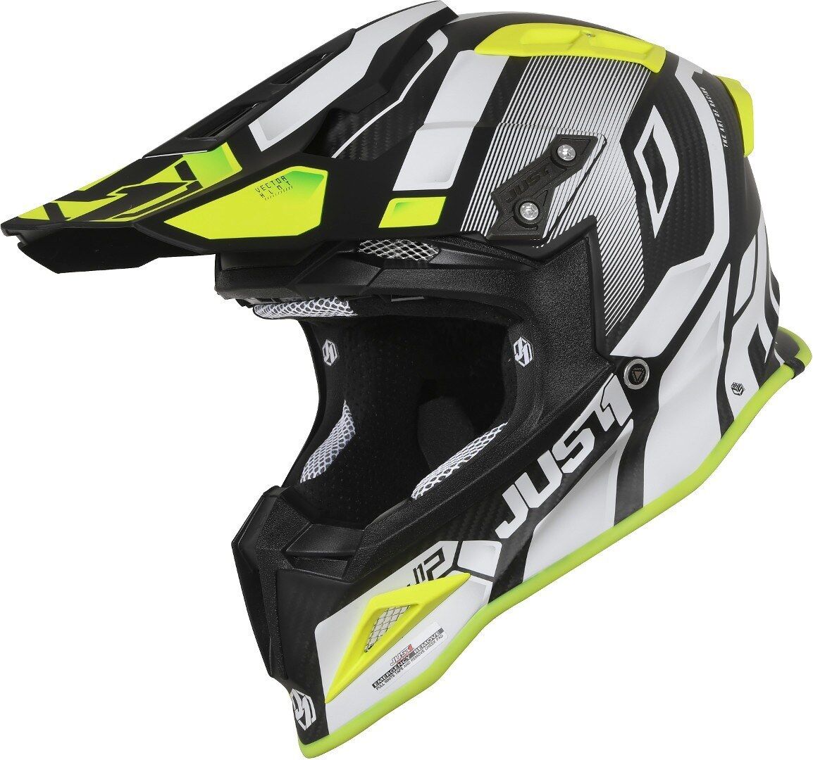 Just1 J12 Vector Casco de Motocross - Blanco Amarillo (S)