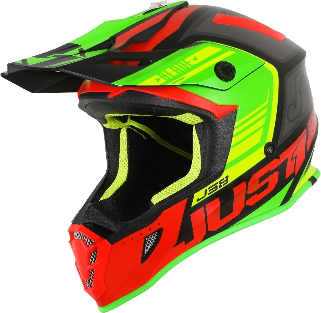 Just1 J38 Blade Casco de Motocross - Rojo Verde (L)