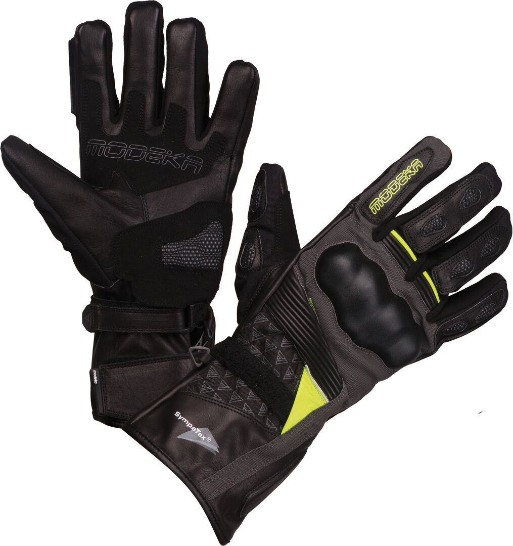 Modeka Panamericana Guantes de la motocicleta de las señoras - Negro Amarillo (M)