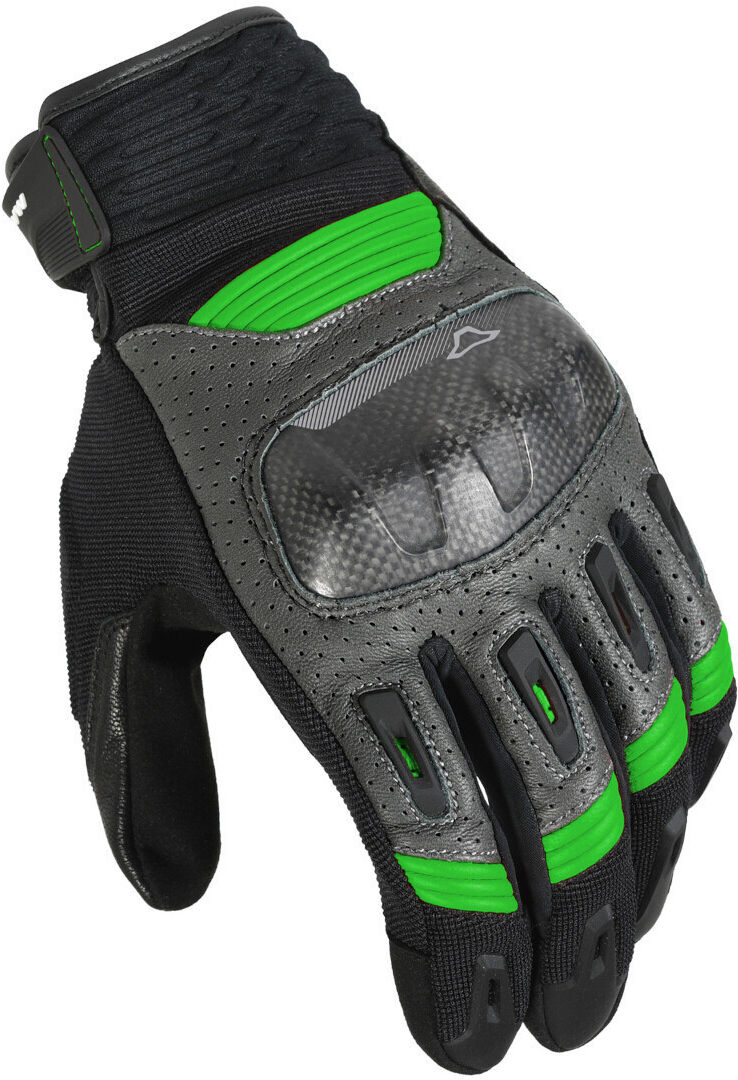 Macna Rime Guantes de moto perforados - Negro Verde (3XL)