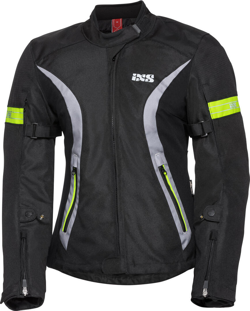 IXS Sport 5/8-ST Impermeable Damas Chaqueta Textil de La Motocicleta - Negro Gris Amarillo (2XL)