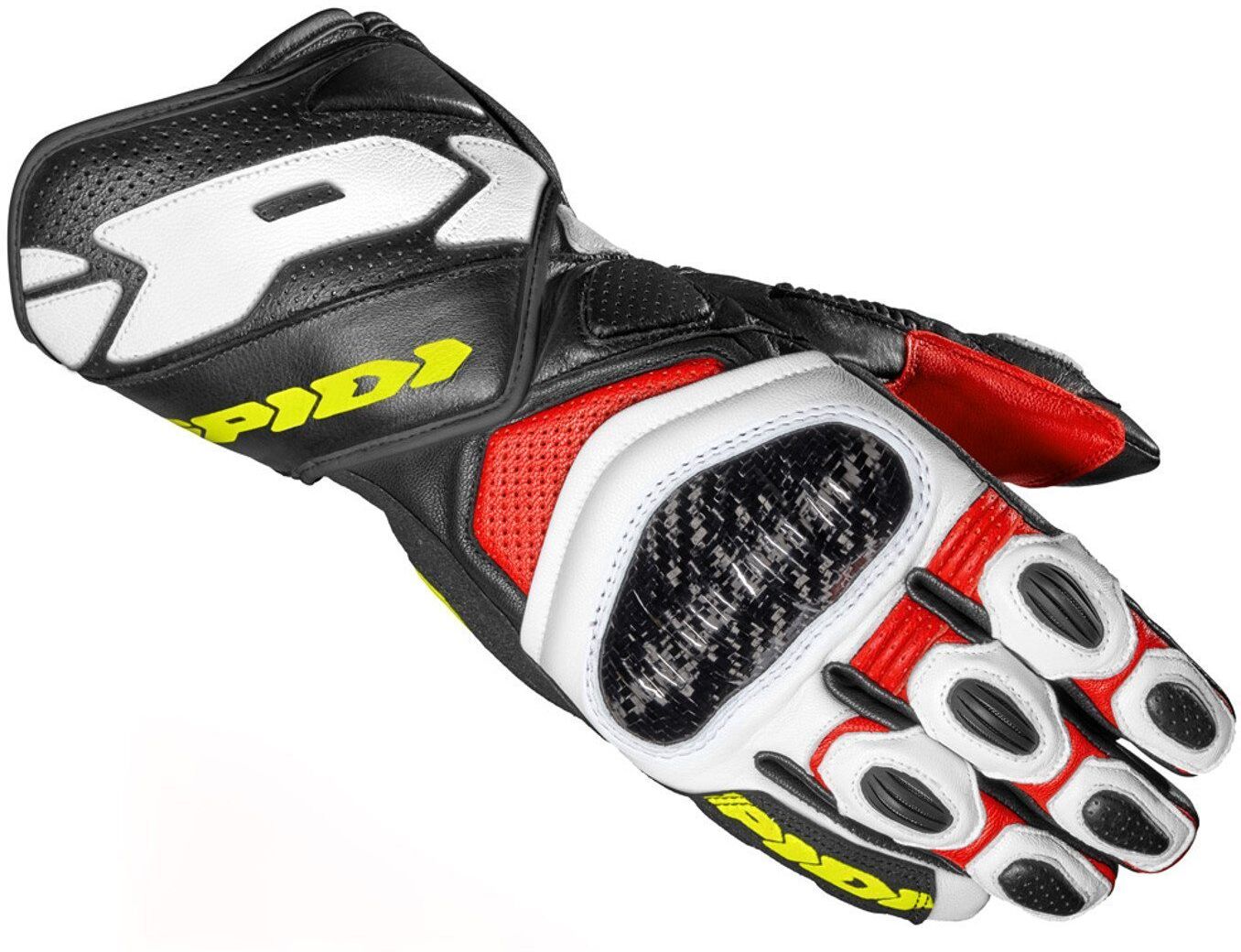 Spidi Carbo 7 Guantes de la motocicleta - Negro Blanco Amarillo (XL)