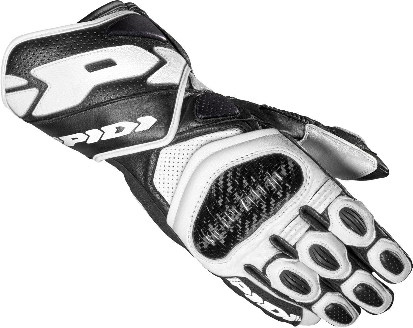 Spidi Carbo 7 Guantes de la motocicleta - Negro Blanco (XL)