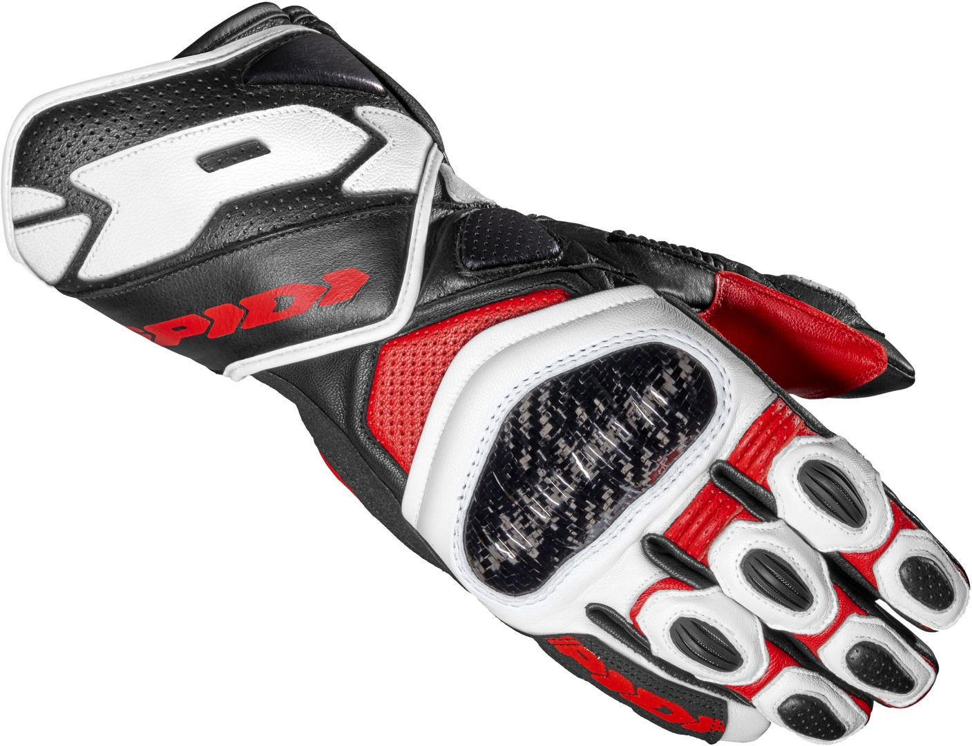 Spidi Carbo 7 Guantes de la motocicleta - Negro Blanco Rojo (S)