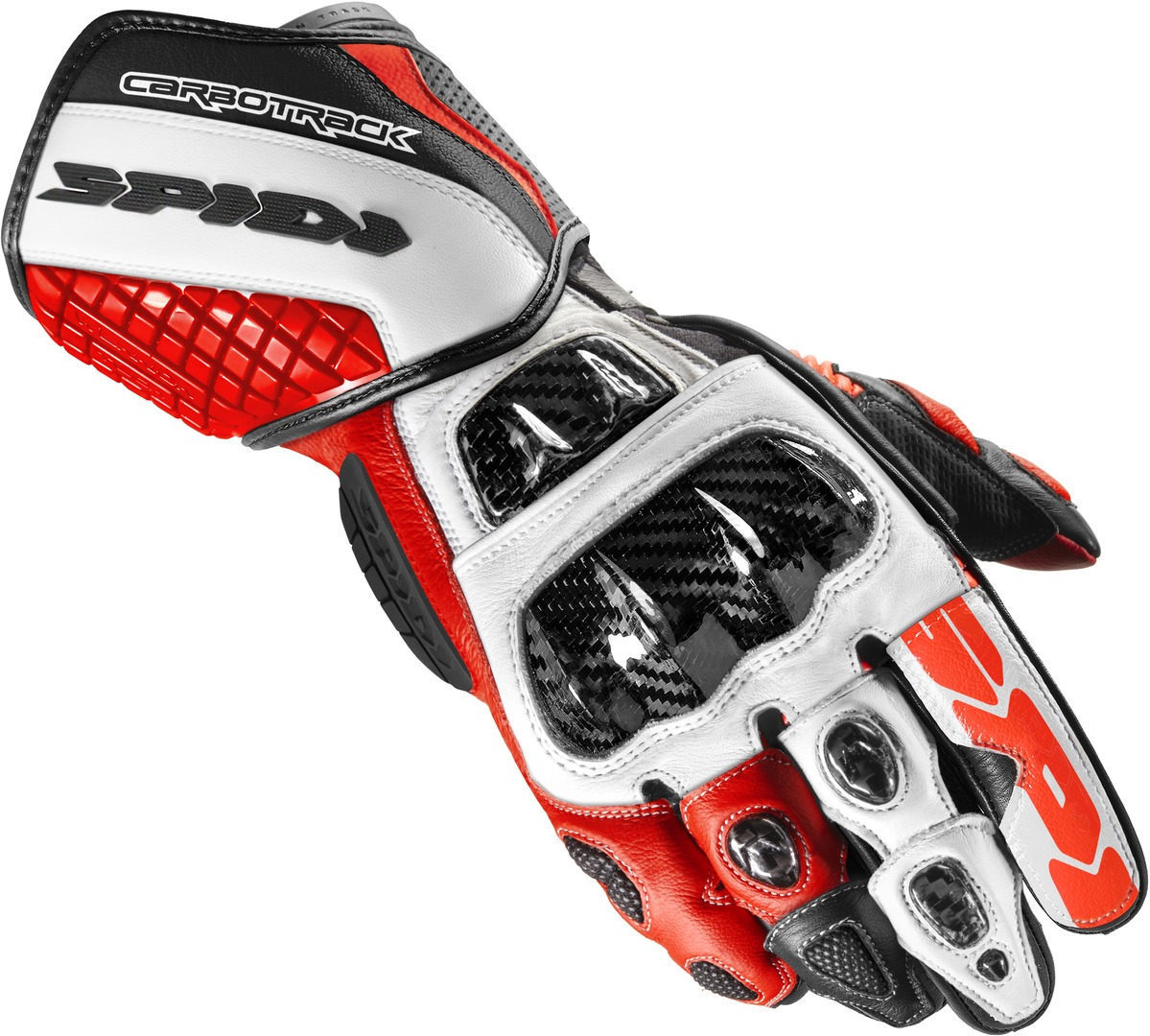 Spidi Carbo Track Evo Guantes de la motocicleta - Negro Rojo (XL)