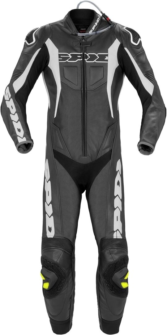 Spidi Sport Warrior Pro Traje de cuero de motocicleta perforado de una pieza - Negro Blanco (50)