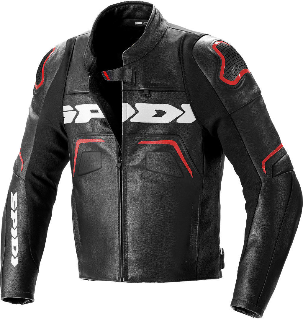 Spidi Evorider 2 Chaqueta de cuero de motocicleta - Negro Rojo (48)