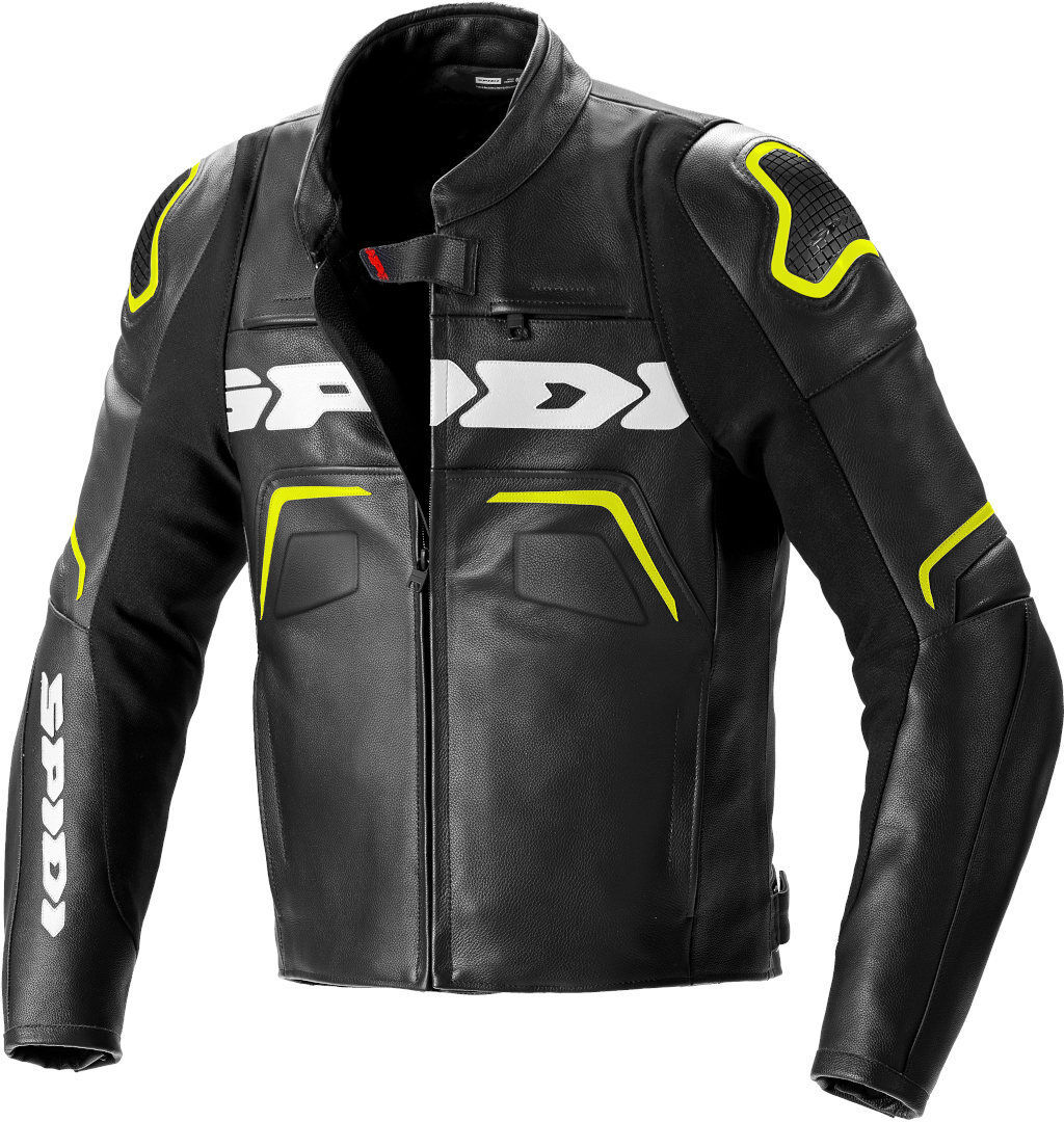 Spidi Evorider 2 Chaqueta de cuero de motocicleta - Negro Amarillo (54)