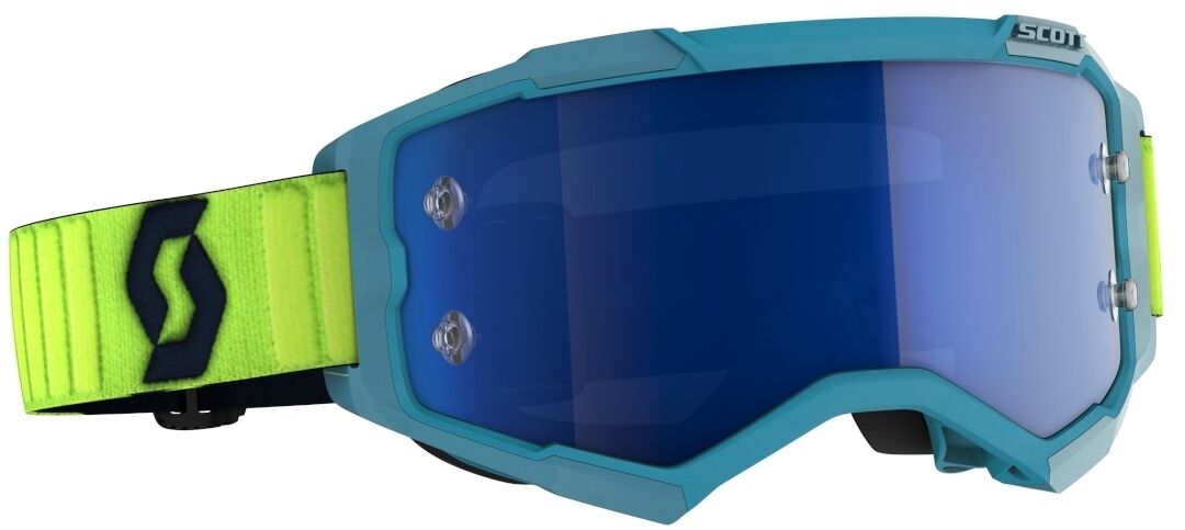 Scott Fury Chrome Gafas de Motocross - Azul Amarillo (un tamaño)