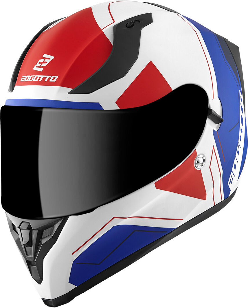 Bogotto V128 Strada Casco - Blanco Rojo Azul (XL)