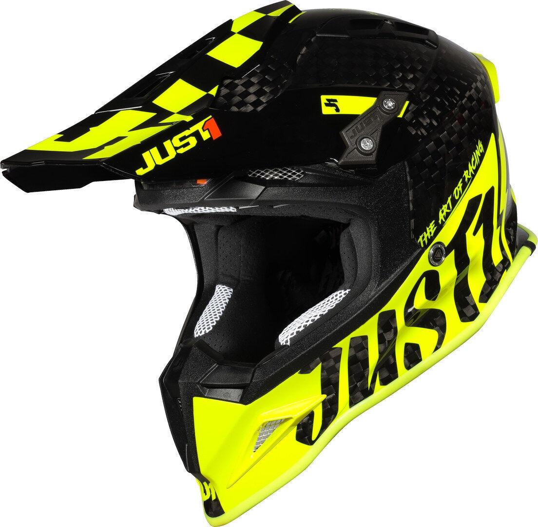 Just1 J12 Pro Racer Casco de Motocross - Negro Amarillo (XS)