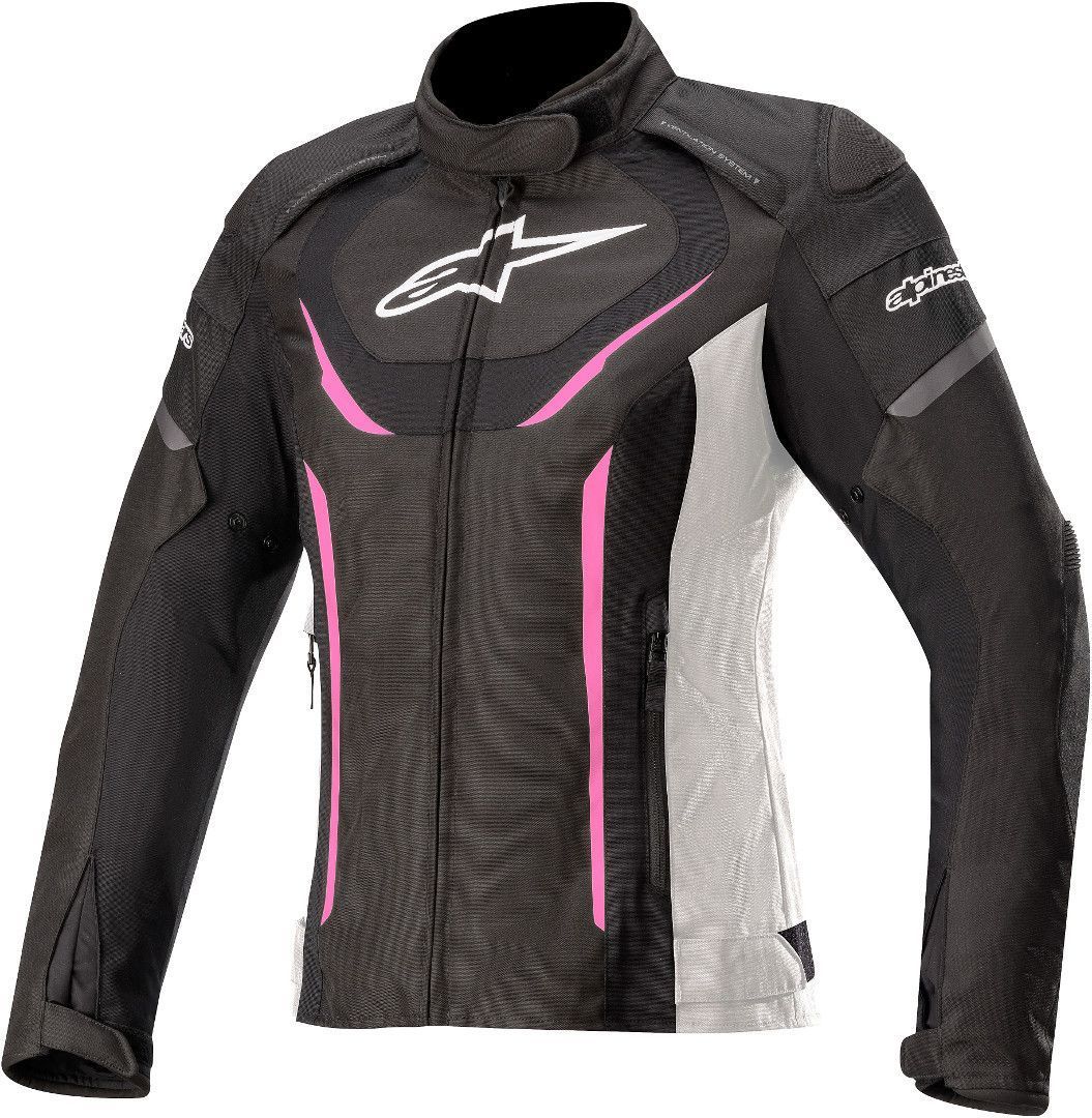 Alpinestars Stella T-Jaws V3 Impermeable señoras chaqueta textil de la motocicleta - Negro Blanco Rosa (XS)