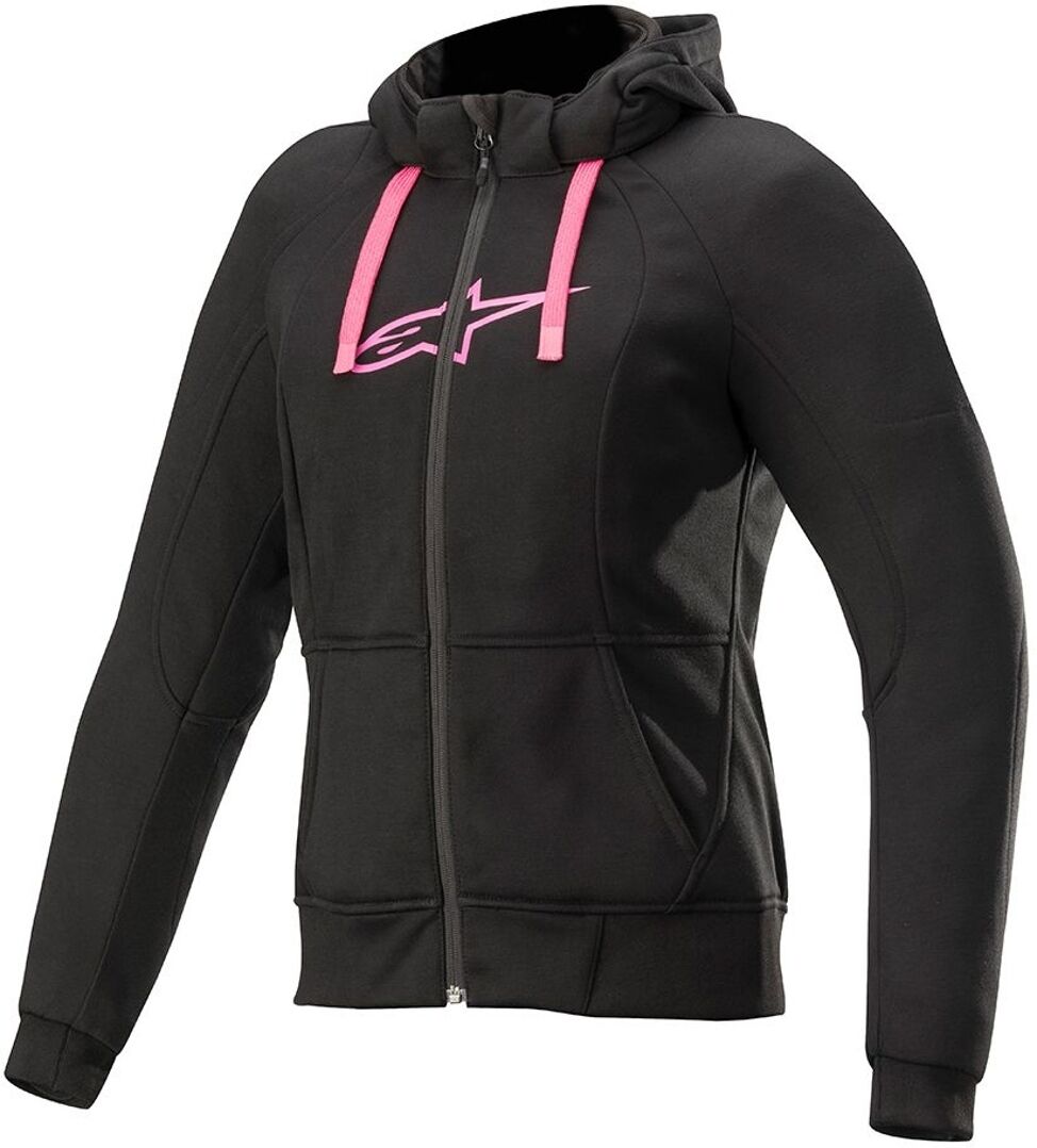 Alpinestars Stella Chrome Sport Señoras sudadera con capucha de la motocicleta - Negro Rosa (L)