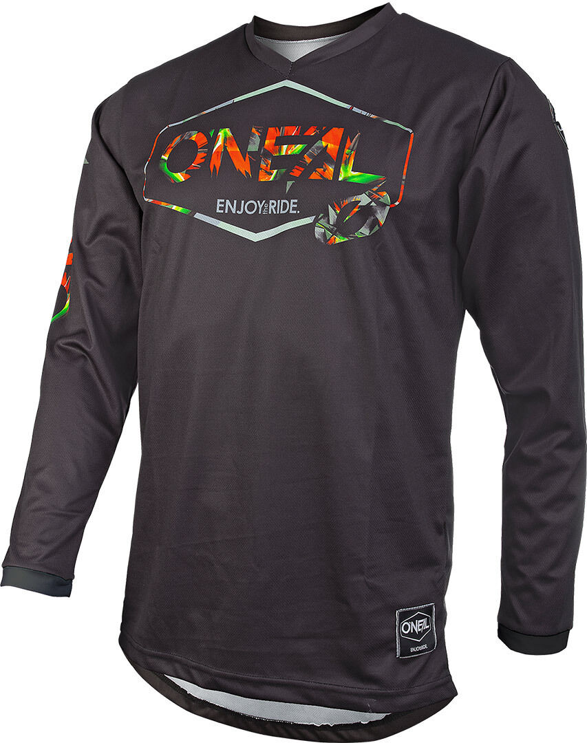 Oneal Mahalo Lush Jersey de Motocross - Negro Naranja (XL)