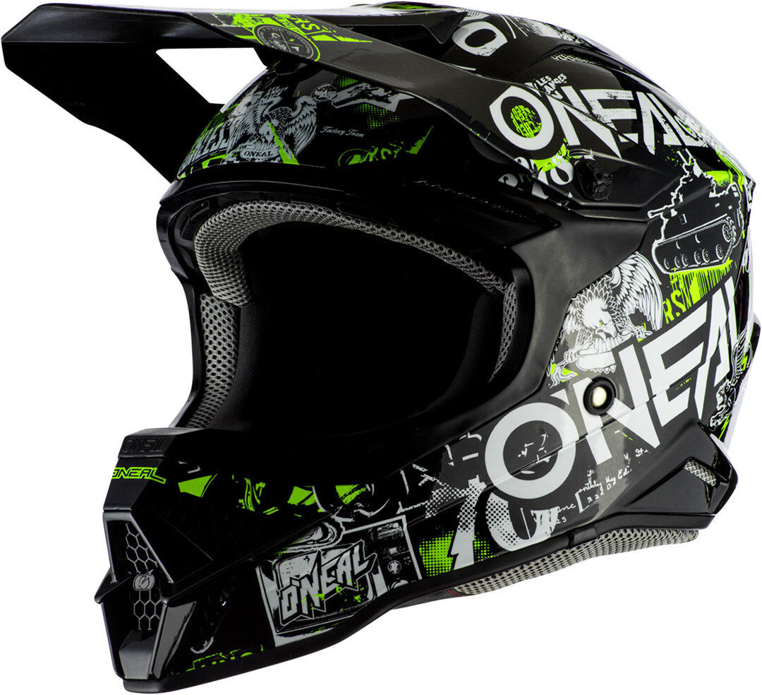 Oneal 3Series Attack 2.0 Casco de Motocross - Negro Amarillo (XL)