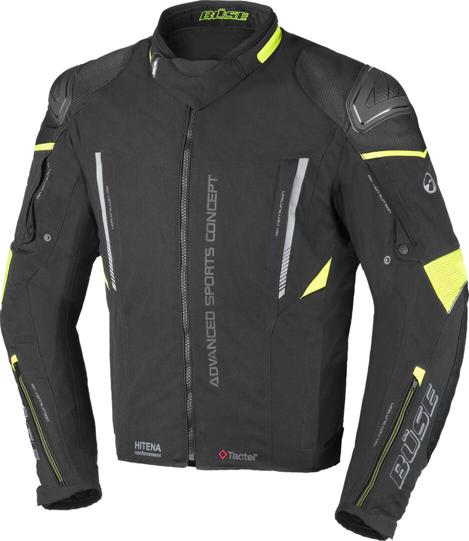 Büse Rocca Chaqueta textil para motocicletas - Negro Amarillo (52)