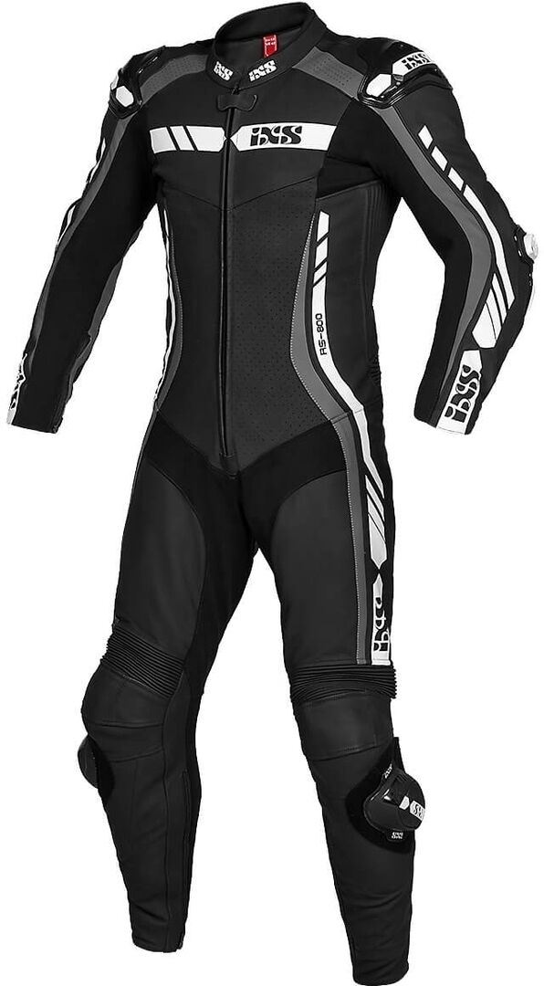 IXS Sport RS-800 1.0 Traje de cuero de una pieza de la motocicleta - Negro Gris Blanco (60)