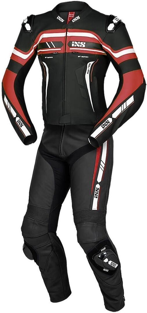 IXS Sport RS-700 2.0 Traje de cuero de moto de dos piezas - Negro Blanco Rojo (52)