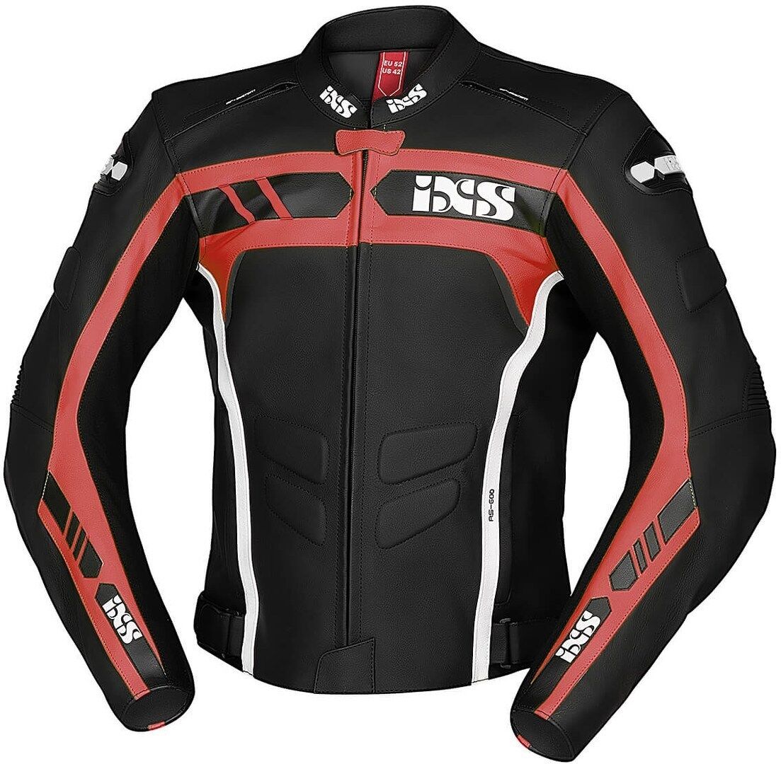 IXS Sport RS-600 1.0 Chaqueta de cuero de motocicleta - Negro Blanco Rojo (62)