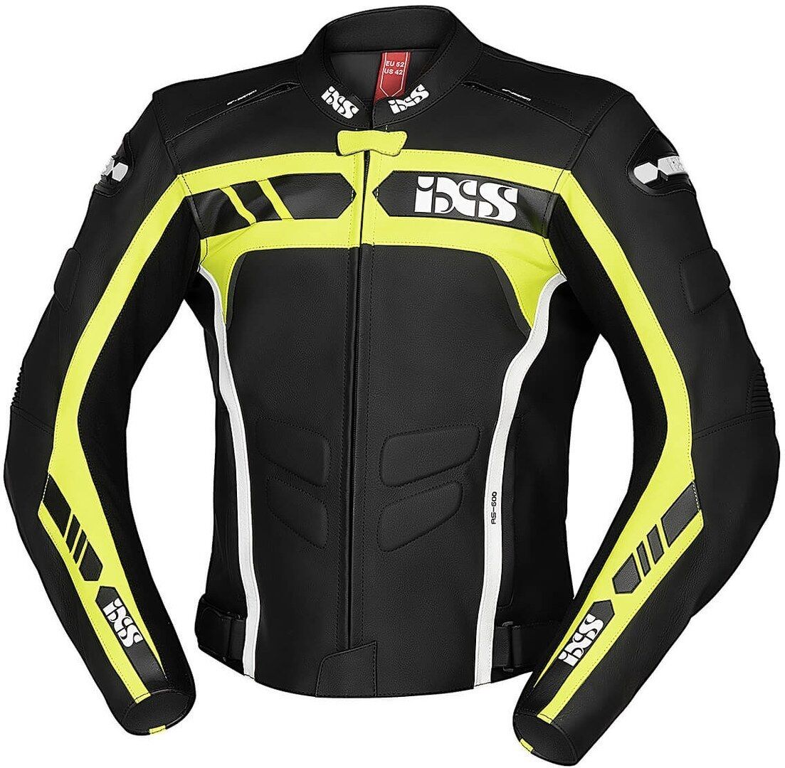 IXS Sport RS-600 1.0 Chaqueta de cuero de motocicleta - Negro Amarillo (52)