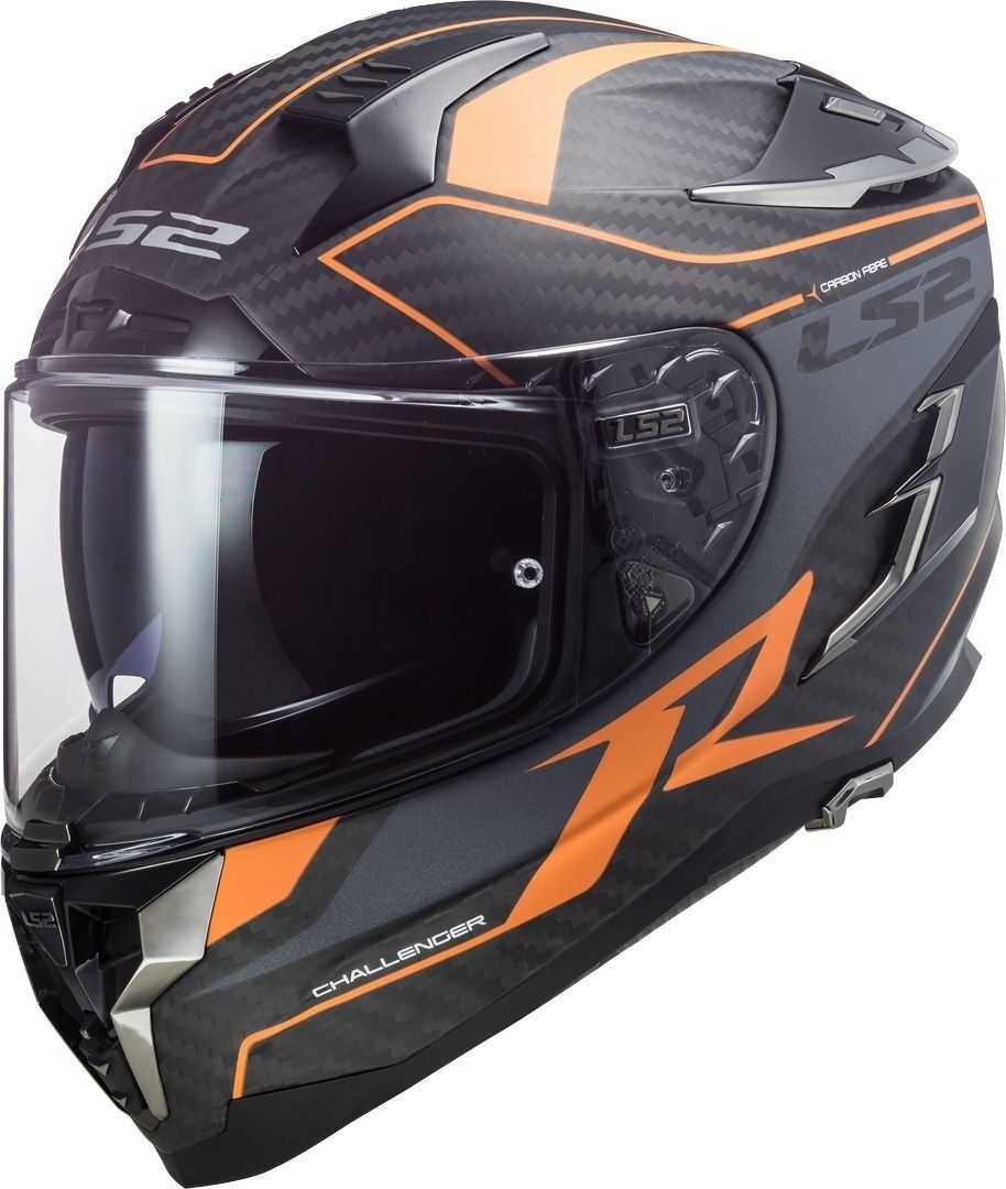 LS2 FF327 Challenger Grid Carbon Casco - Naranja (2XS)