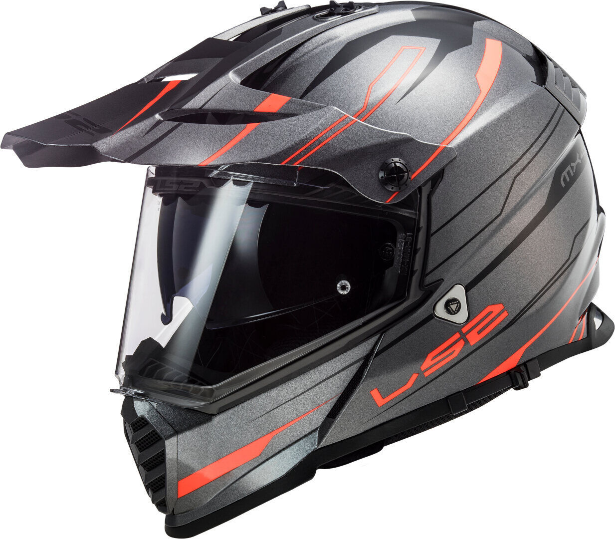 LS2 MX436 Pioneer Evo Knight Casco de Motocross - Gris Naranja (2XL)