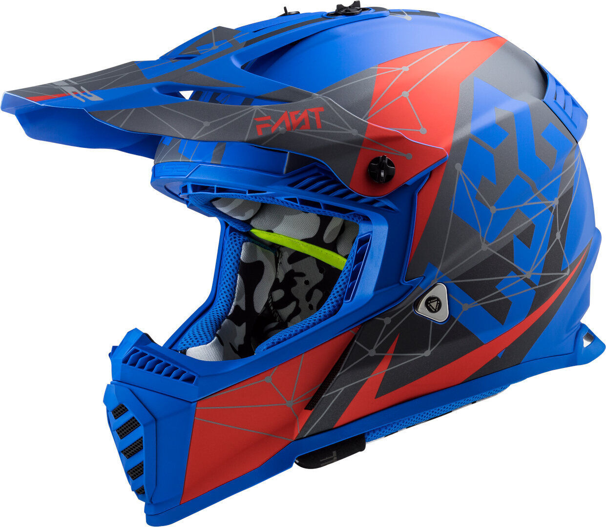 LS2 MX437 Fast Evo Alpha Casco de Motocross - Rojo Azul (2XL)