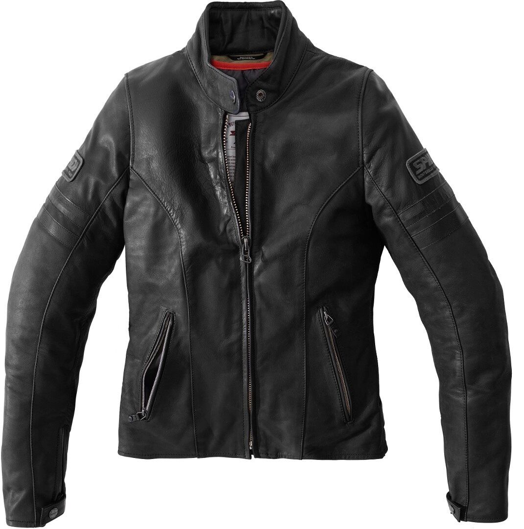 Spidi Vintage Chaqueta de cuero de la motocicleta de las señoras - Negro (42)