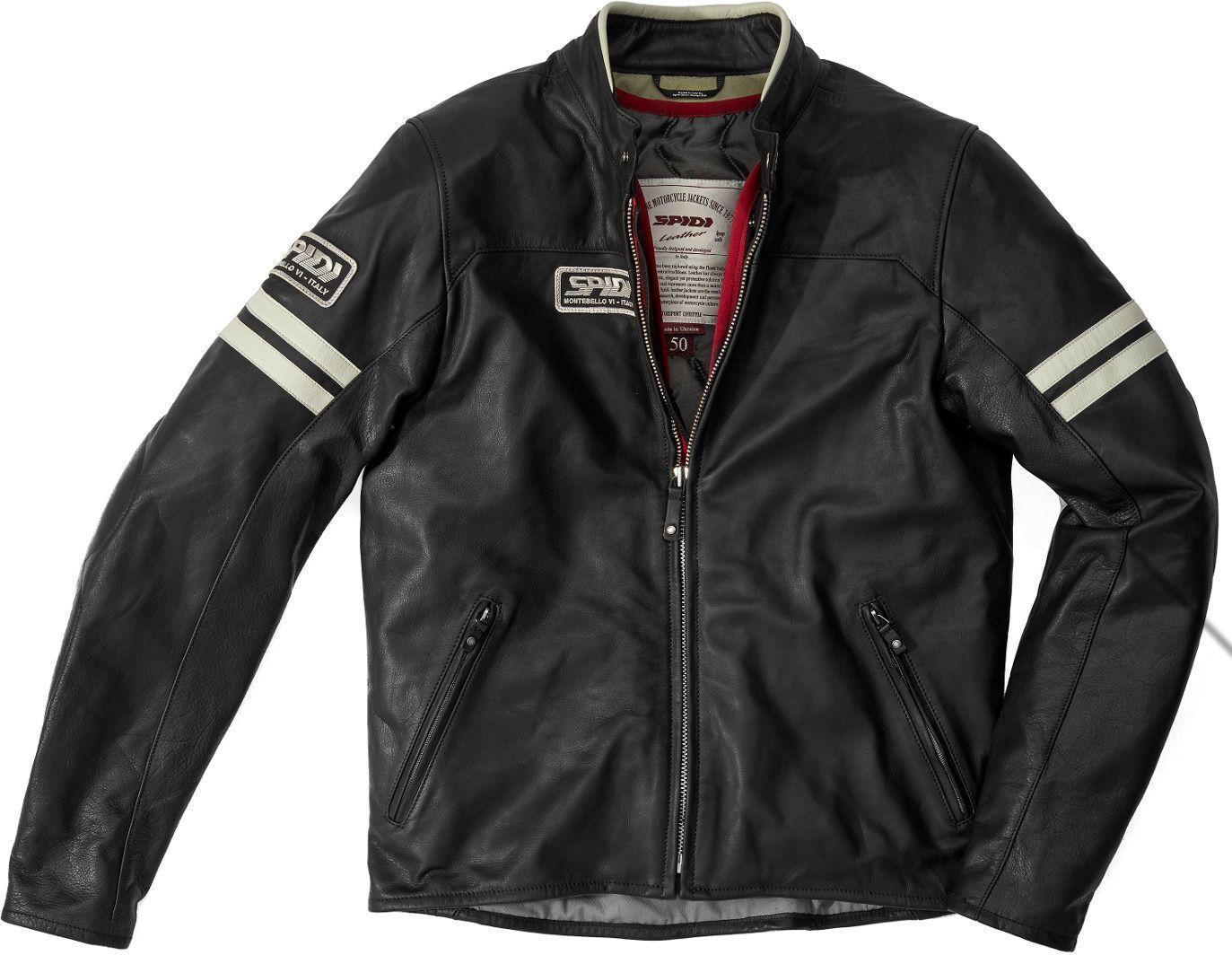 Spidi Vintage Chaqueta de cuero de motocicleta - Negro Gris (58)