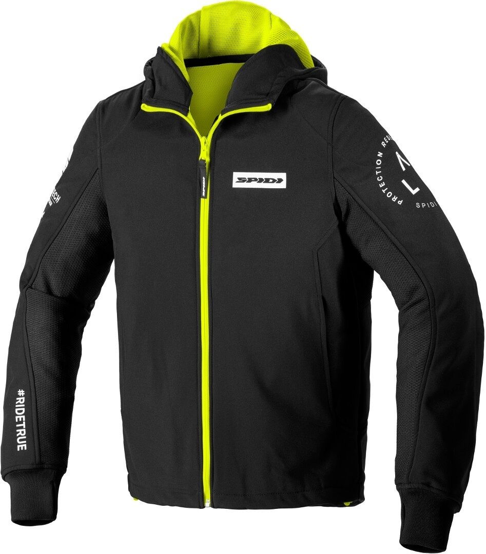 Spidi TexTech Armor Evo Sudadera con capucha para motocicletas - Negro Amarillo (XL)