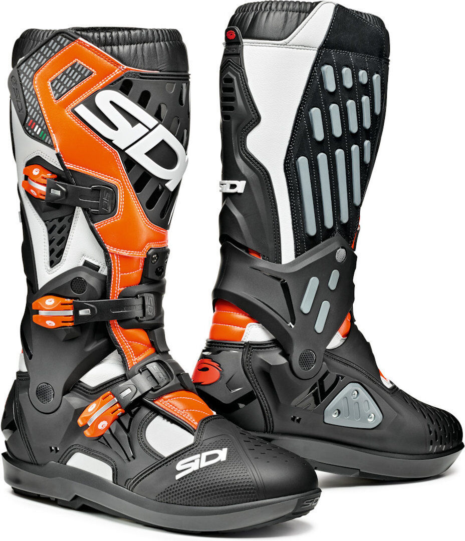 Sidi Atojo SRS Botas de Motocross - Negro Blanco Naranja (45)