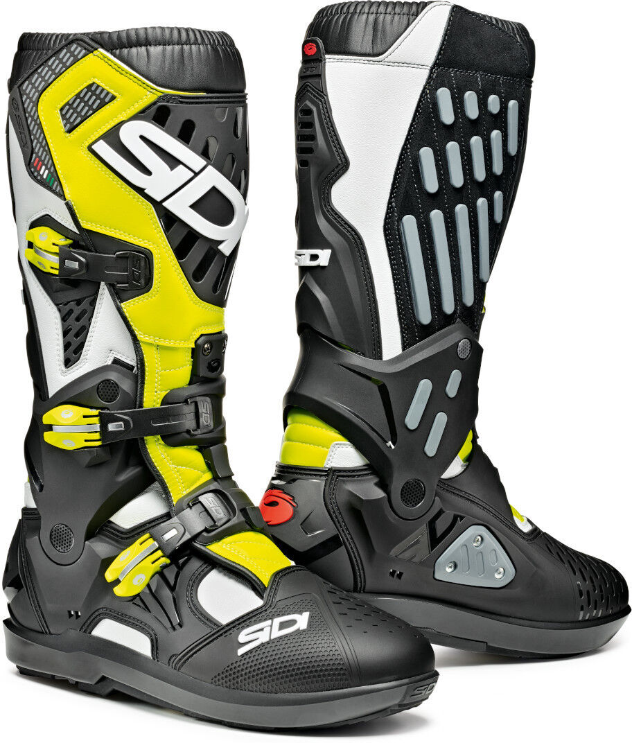 Sidi Atojo SRS Botas de Motocross - Negro Blanco Amarillo (40)