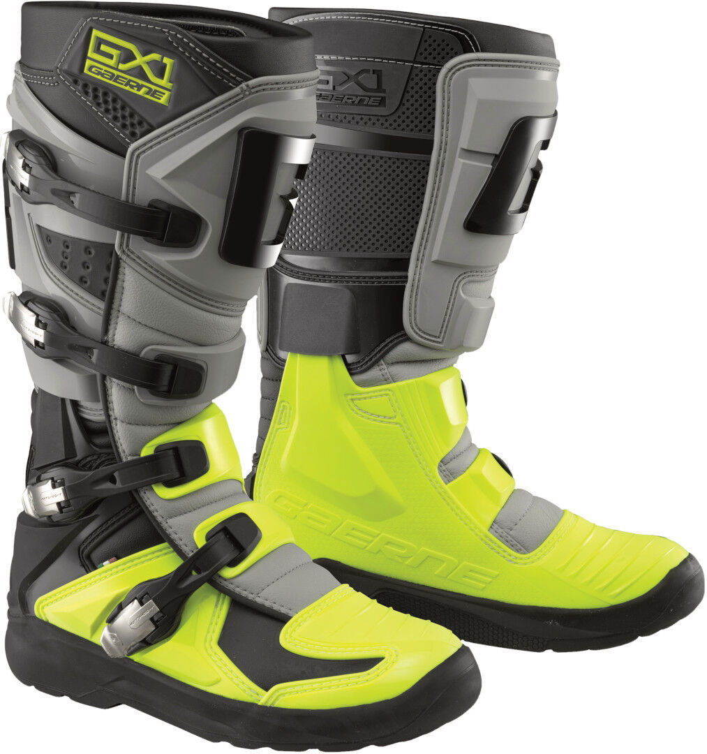 Gaerne GX-1 Evo Light-Welt Botas de Motocross - Negro Gris Amarillo (41)