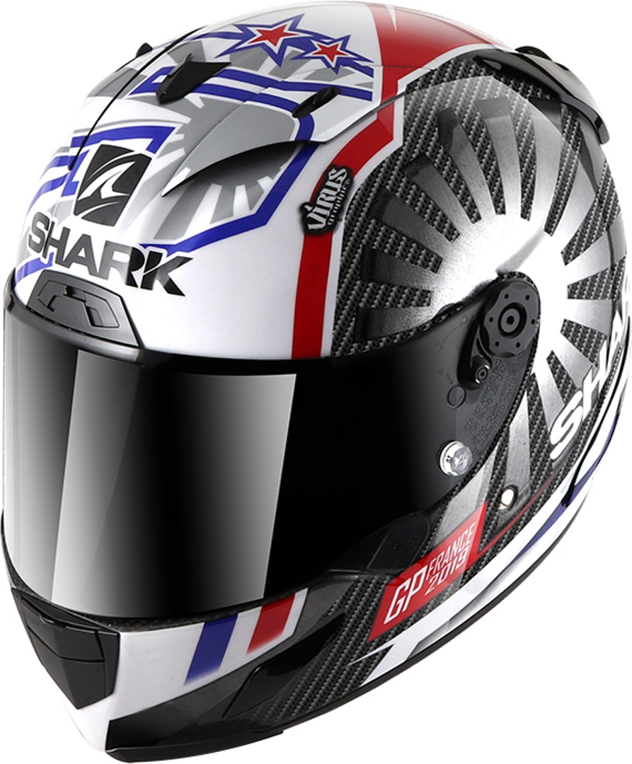 Shark Race-R Pro Carbon Replica Zarco GP France 2019 Casco - Negro Blanco Rojo (XS)